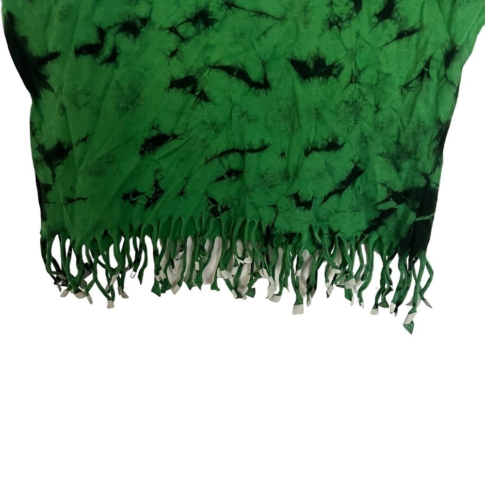 Yazbek Green Tie Dye Fringe Hem Mexico Resort Short Sleeve Crop Tee T Shirt - Picture 5 of 9